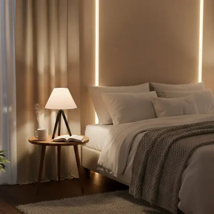 Abajur de Mesa em Madeira Tripé para Quarto
