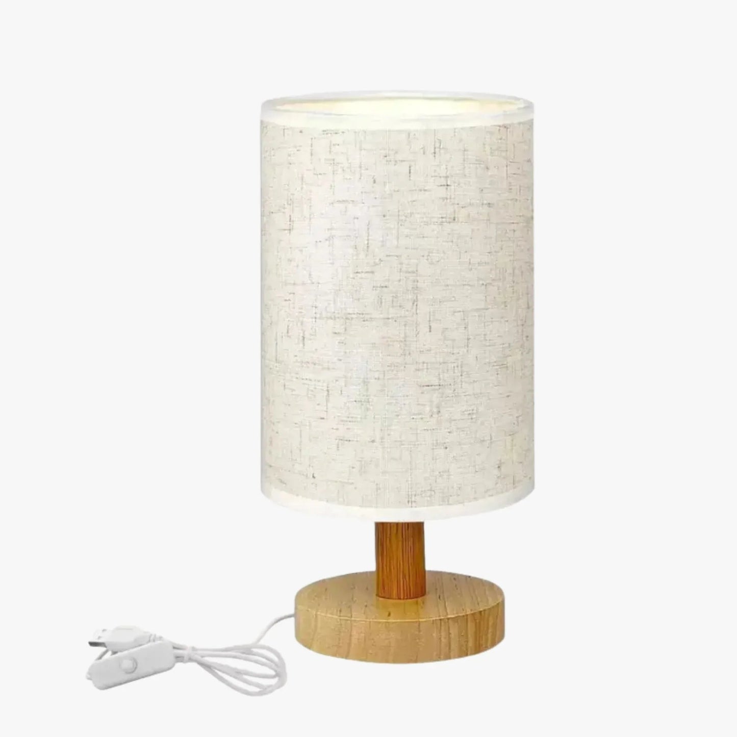Luminária de Mesa para Quarto em Linho e Madeira