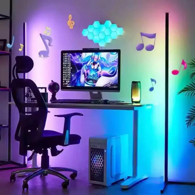Luminária de Chão Barra Led RGB com Controle Remoto